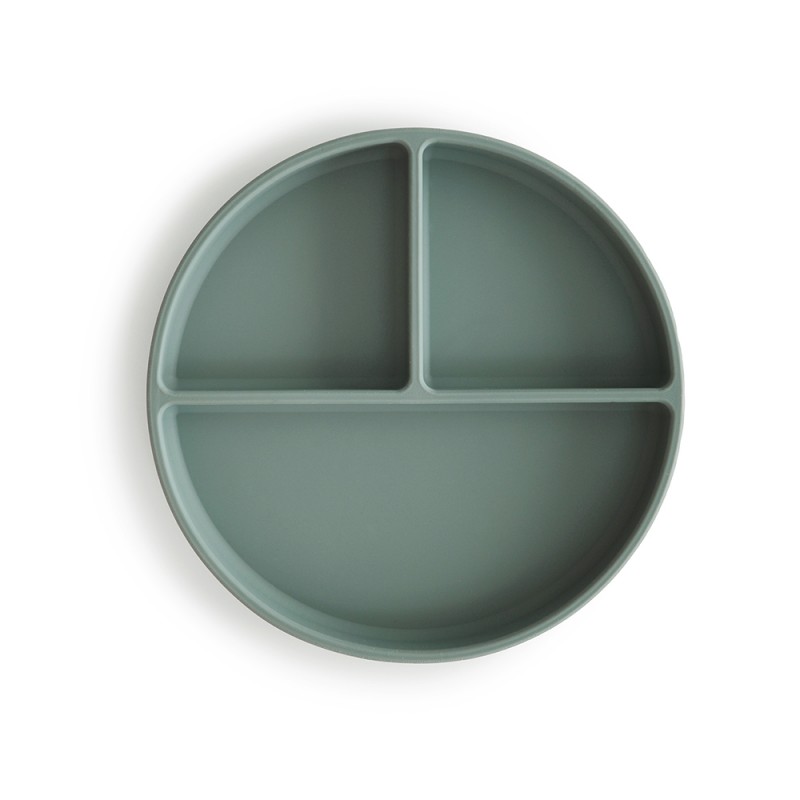 Plato ventosa-compartimentos Mushie solid cambridge blue