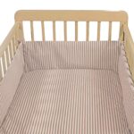 Protector para cuna de 60x120cm Praliné Vichy/rayas moka - Imagen 6
