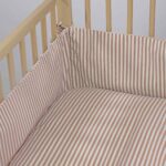Protector para cuna de 60x120cm Praliné Vichy/rayas moka - Imagen 4