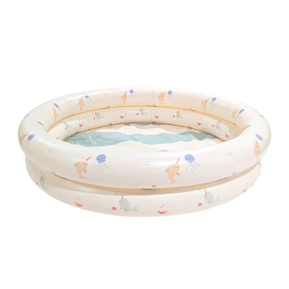 Piscina Hinchable Floral De 100 Cm Para Bebés 1-3 Años – PVC Resistente Con 60 Litros De Capacidad Y Kit De Reparación